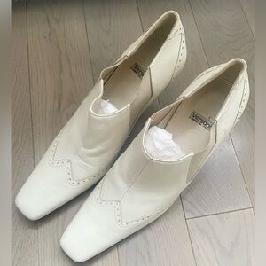 Vintage Made In Italy Versani White Leather slip-on loafers ankle booties SZ 8.5
